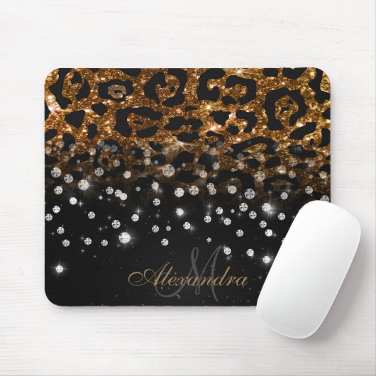 Schwarz/Golden Sparkle Leopard Print Mousepad (Mit Mouse)