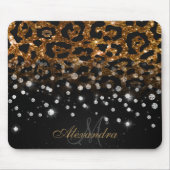 Schwarz/Golden Sparkle Leopard Print Mousepad (Vorne)