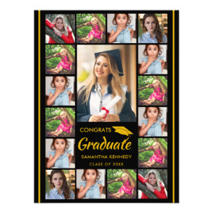 Schwarz-goldene 17-Foto-Collage Gratuliere Absolve Fotodruck