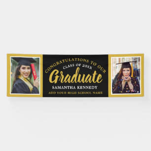 Schwarz-goldene 2-Foto-Gratulationsbanner zur Absc Banner