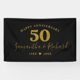 Schwarz-goldene 50. goldene Hochzeit Banner