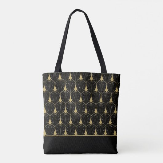 Schwarz-goldene Art-Deco-Muster 13 Tasche (Rückseite)