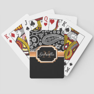 Schwarz-goldene Blumendekor Spielkarten