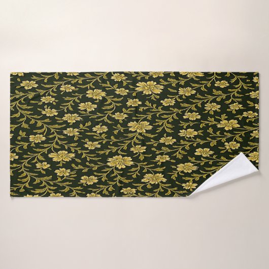 Schwarz-goldene Blumendekoration  Badehandtuch (Badehandtuch)