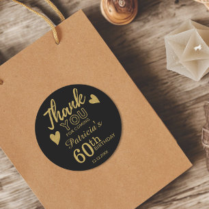 Schwarz-Goldene Dankeschön-Geschenke zum 60. Gebur Runder Aufkleber