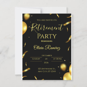 Schwarz-goldene elegante Pensionierung Postkarte