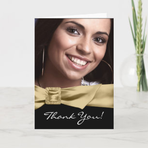 Schwarz-goldene Foto-Quinceanera-Dankeskarten Dankeskarte