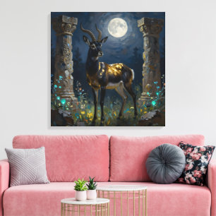 Schwarz-goldene Gazelle   Wildlife-Illustration Leinwanddruck
