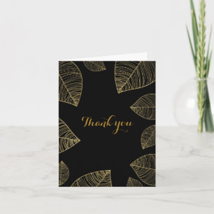 Schwarz-goldene Herbstfiligran-Blätter Elegant Dankeskarte
