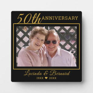 Schwarz-goldene Hochzeitstags-Foto zum 50. Jubiläu Fotoplatte