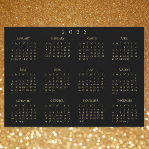 Schwarz-goldene Jahreskalender-Magnetkarte 2026 Magnetkarte