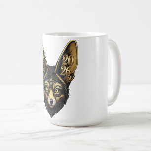 Schwarz-goldene Kunstästhetik Jahr 2026 Kaffeetasse