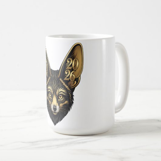 Schwarz-goldene Kunstästhetik Jahr 2026 Kaffeetasse (VorderseiteRechts)