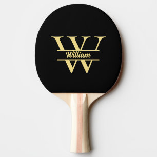 Schwarz-goldene Monogramm Elegante Anfangsbuchst Tischtennis Schläger