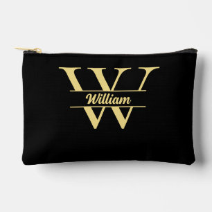 Schwarz-goldene Monogramm Elegante Anfangsbuchst Zubehörtasche