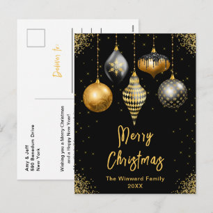 Schwarz-goldene Ornamente Frohe Weihnachten