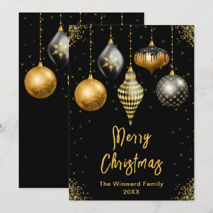 Schwarz-goldene Ornamente Frohe Weihnachten