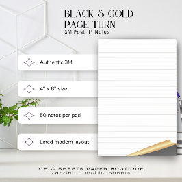 Schwarz-goldene Page Turn 3M Post-it® Notizen