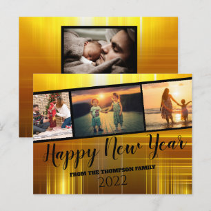 Schwarz-goldene Silvester-Fotocollage Postkarte