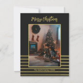 Schwarz-goldene Streifen Feiertagskarte (Vorderseite)