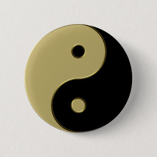 schwarz-goldene Yin-Yang Button