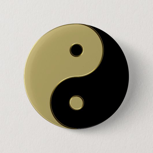 schwarz-goldene Yin-Yang Button (Vorderseite)