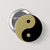 schwarz-goldene Yin-Yang Button (Vorne & Hinten)