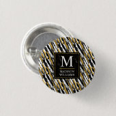 Schwarz-goldener Glitter Weiß Tier Zebra-Muster Button (Vorne & Hinten)