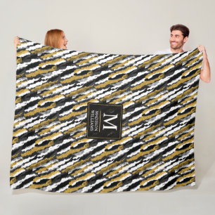 Schwarz-goldener Glitter Weiß Tier Zebra-Muster  Fleecedecke