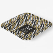 Schwarz-goldener Glitter Weiß Tier Zebra-Muster Pappteller (Gewinkelt)