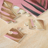 Schwarz-goldener Leopard vor rosa Hintergrund Puzzle (Seite)