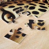 Schwarz-goldener Leopard vor rosa Hintergrund Puzzle (Seite)