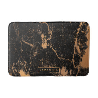 Schwarz-goldener Marmor Badematte