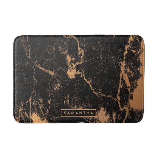 Schwarz-goldener Marmor Badematte (Vorderseite)