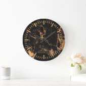 Schwarz-goldener Marmor Große Wanduhr (Zuhause)
