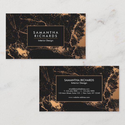 Schwarz-goldener Marmor Visitenkarte (Vorne/Hinten)