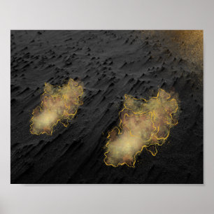 Schwarz-goldener Sand Tropische druckbare Kunst Poster