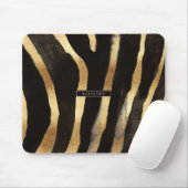 Schwarz-goldener Zebradruck | Monogramm Mousepad (Mit Mouse)