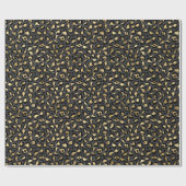 Schwarz-goldenes Leopardenpunkt-Muster Geschenkpapier (Flach)