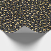 Schwarz-goldenes Leopardenpunkt-Muster Geschenkpapier (Ecke)