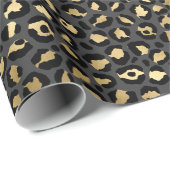 Schwarz-goldenes Leopardenpunkt-Muster Geschenkpapier (Rolleneckpunkt)