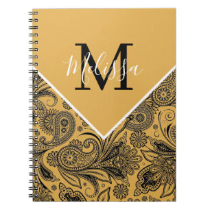 Schwarz-goldenes Paisley-Notizbuch Notizblock