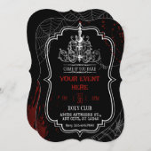 Schwarz-Gothic-Geburtstagssalloween Einladung (Vorne/Hinten)