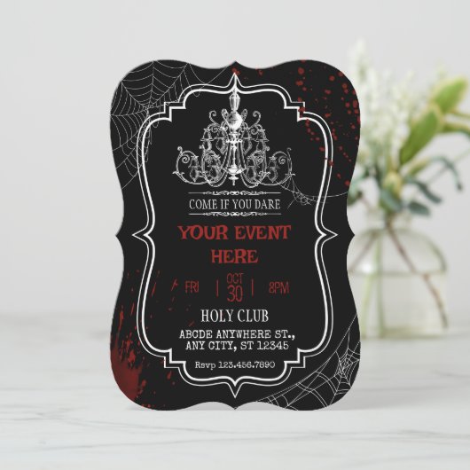 Schwarz-Gothic-Geburtstagssalloween Einladung (Stehend Vorderseite)
