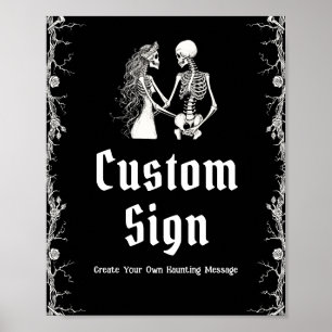 Schwarz-Gothic Halloween Skeleton Custom Sign Poster