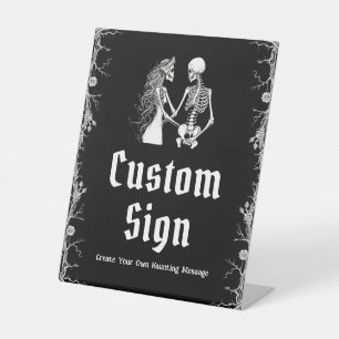 Schwarz-Gothic Halloween Skeleton Custom Sign Sockelschild
