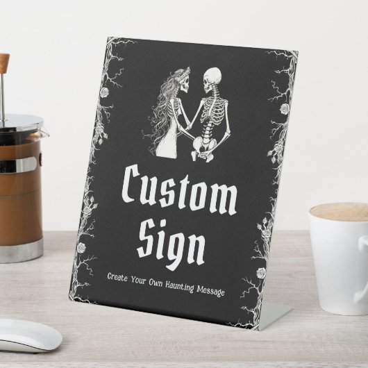 Schwarz-Gothic Halloween Skeleton Custom Sign Sockelschild (In SItu)