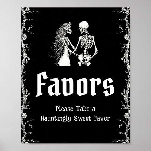 Schwarz-Gothic Halloween Skeleton Favoriten Zeiche Poster (Vorne)