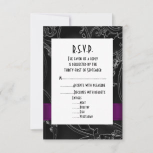 Schwarz-Gothic-Hochzeit R.S.V.P RSVP Karte
