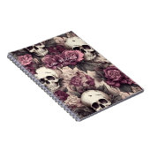 Schwarz-Gothic-Skulls Rosa Botanicals Notizblock (Rechte Seite)